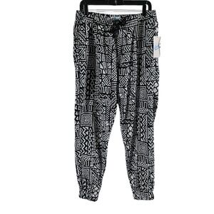 NWT MEN’S L JOGGER PANTS - Fresh Prints Of Bel Air, Pull On, Blk & Wht Geometric